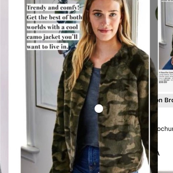 Camo Faux Fur Collarless Fall Jacket - Picture 2 of 6